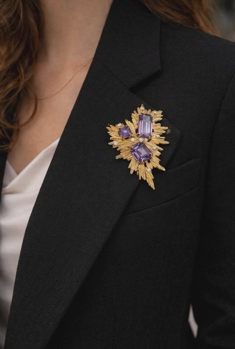 Van Cleef & Arpels Amethyst and Diamond Brooch, c. 1970