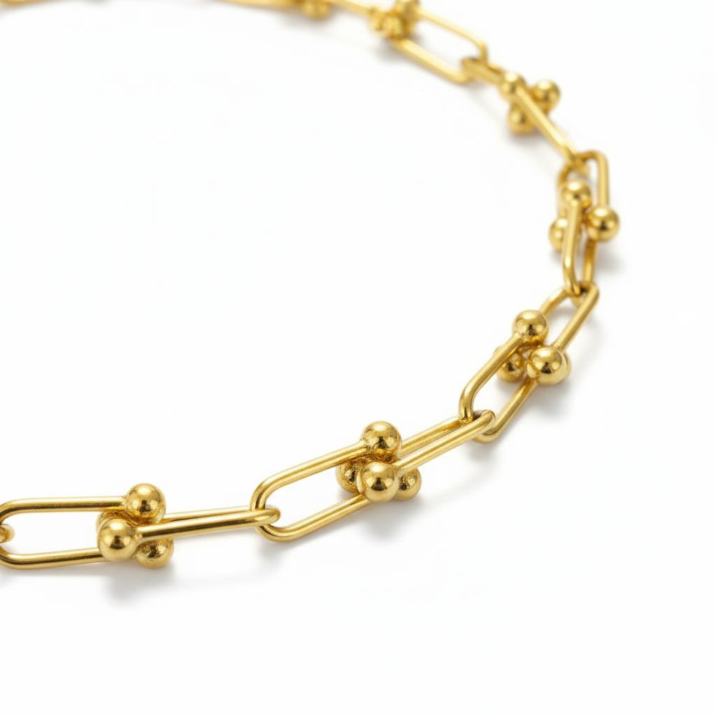 Italian Beaded-Link Necklace in 14K Gold