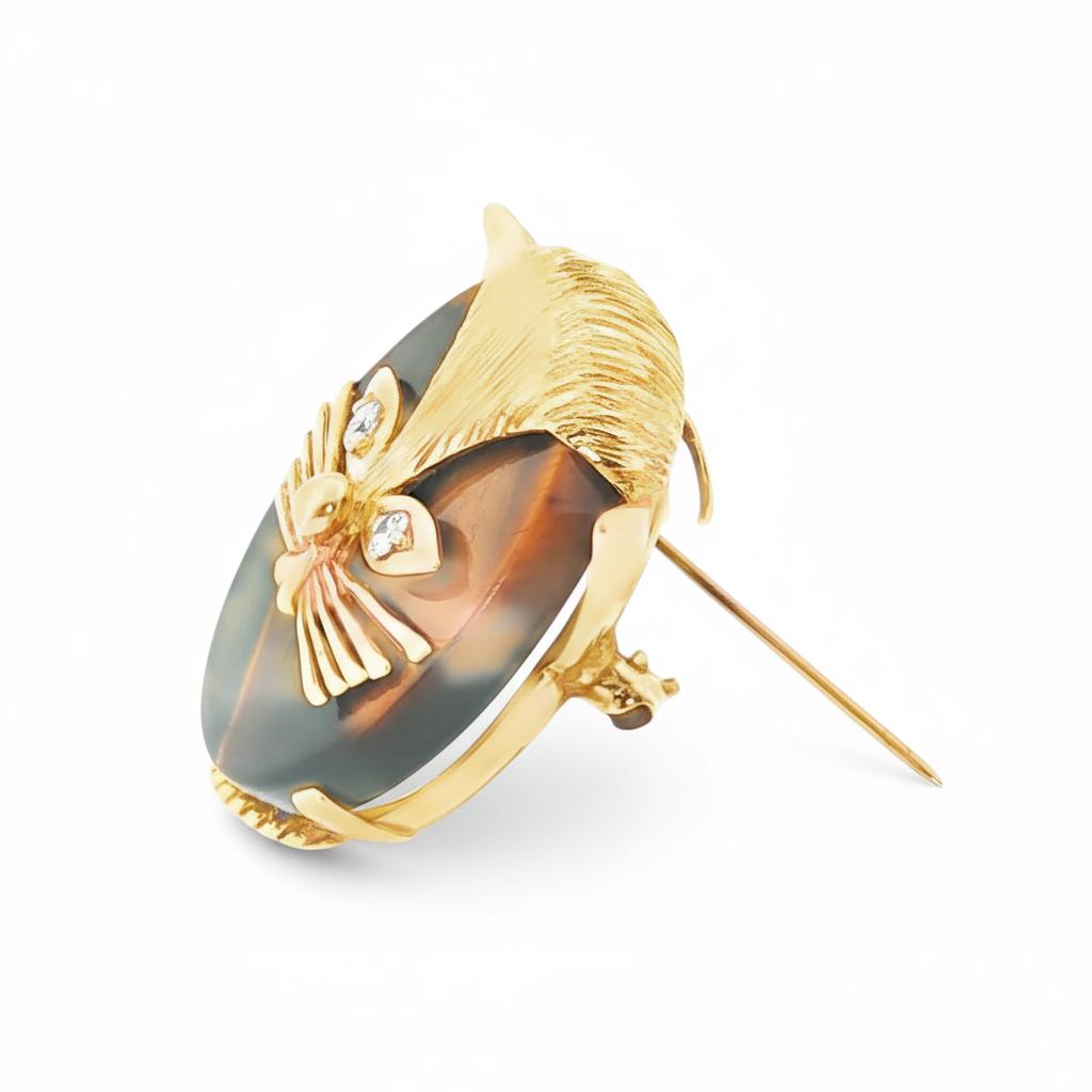 Cartier Tiger’s Eye Feline Brooch   France, 1970