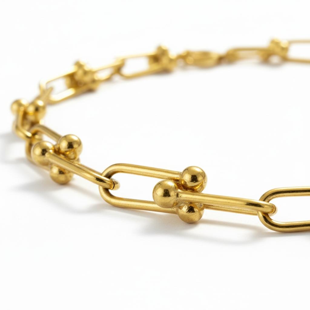 Italian Beaded-Link Necklace in 14K Gold