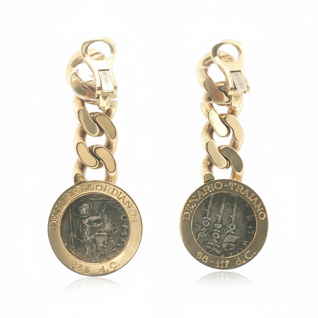 Bulgari “Monete” Ancient Coin Drop Earrings Rome, 1970s