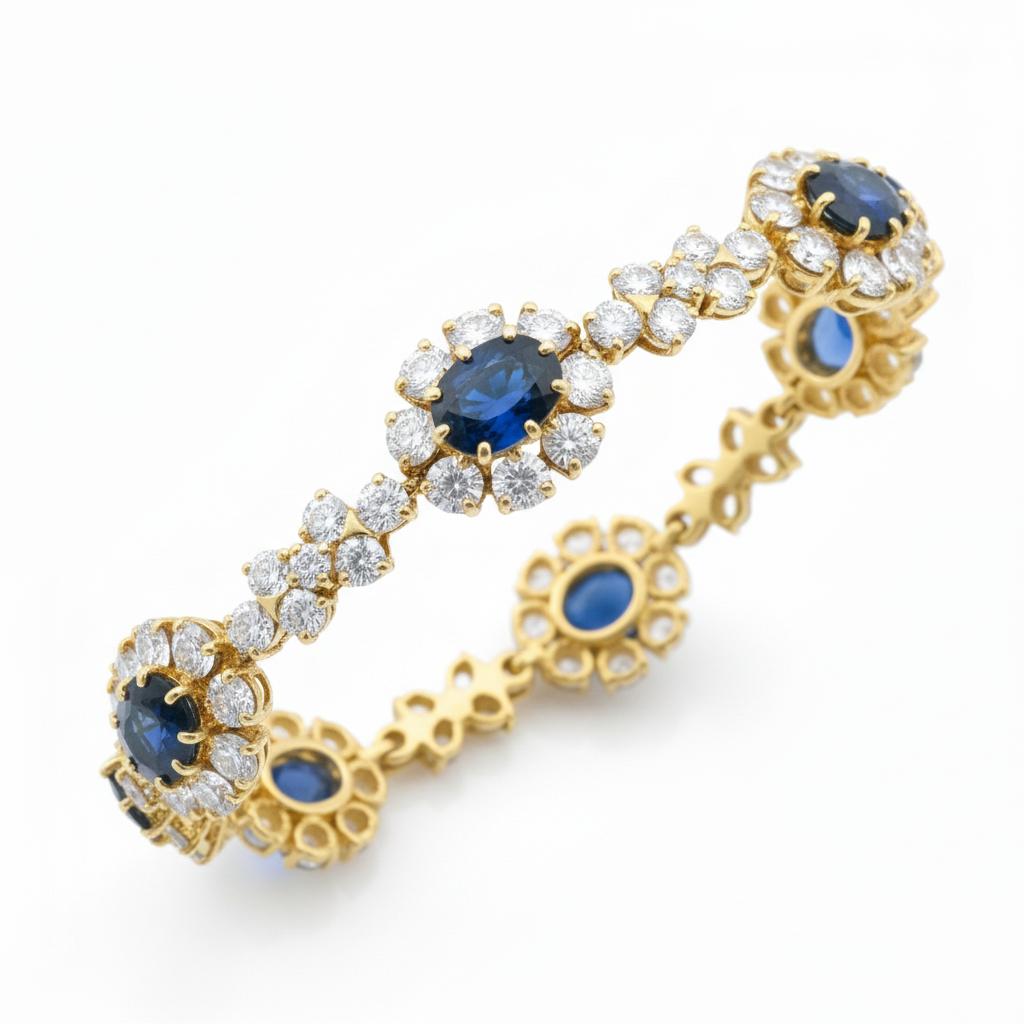 Cartier Paris Sapphire and Diamond Bracelet, 1980s