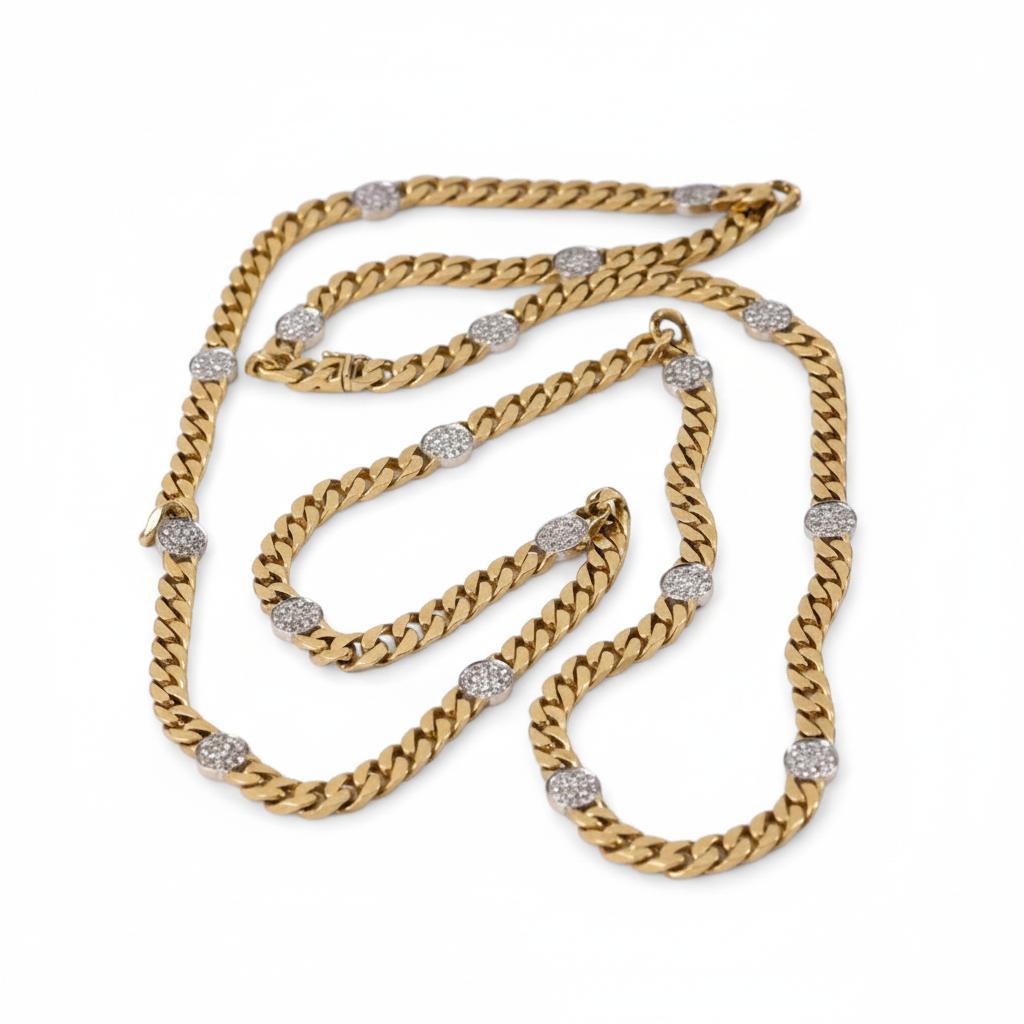 Bulgari Diamond Long Curb Link Chain Necklace in 18K Gold, 1960s, view 4