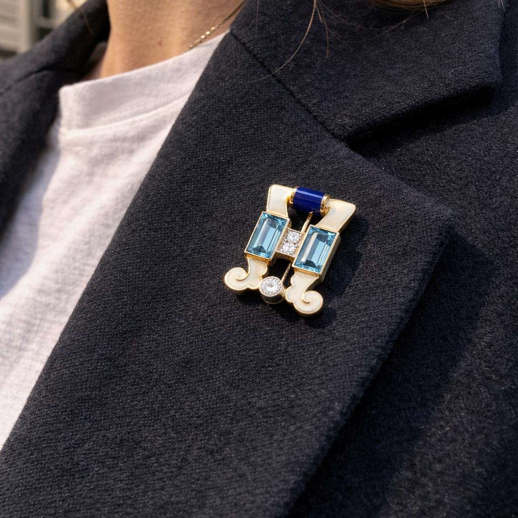 Cartier Aquamarine & Diamond Brooch France, Circa 1910