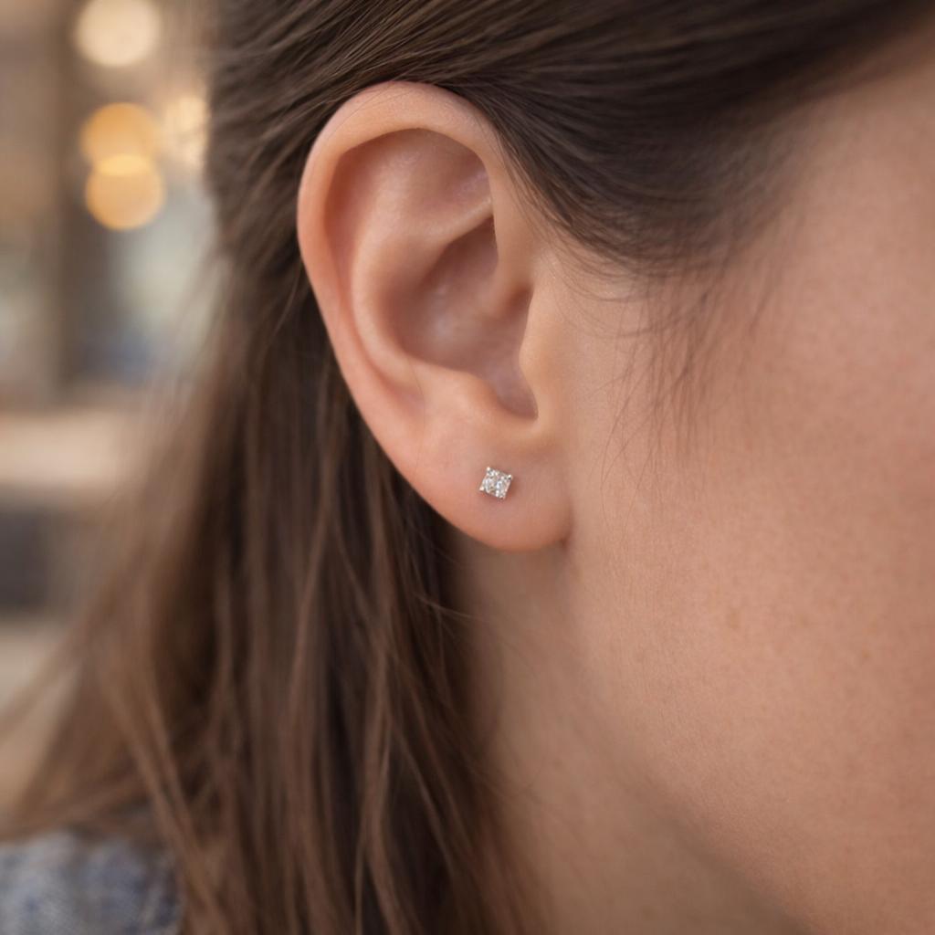 Diamond Stud Earrings in 14K Yellow Gold, view 2