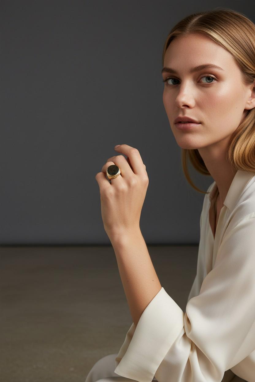 Large Bulgari Monete Gens Cipia Coin Ring in Gold, 1970s