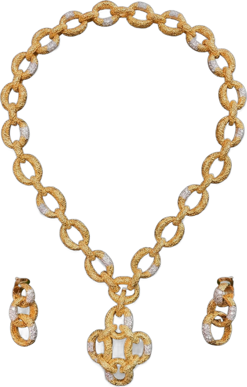 Van Cleef & Arpels Chevalerie diamond and gold transformable demi-parure